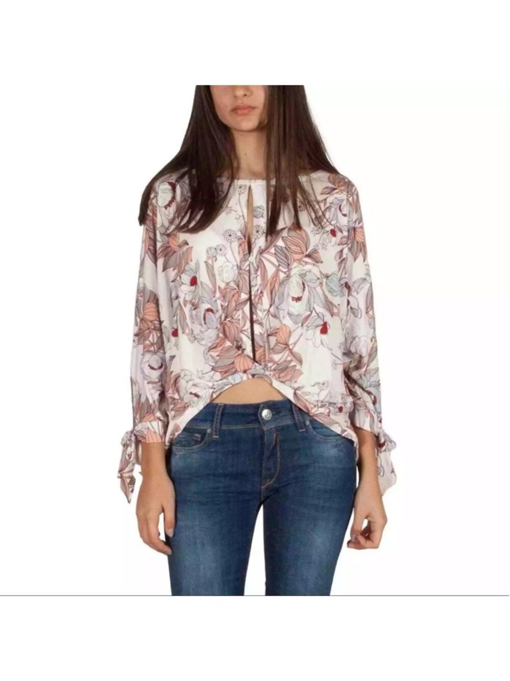 Free People Size L NEW Ballet Combo Keepin On Floral Printed Knit Blouse Top